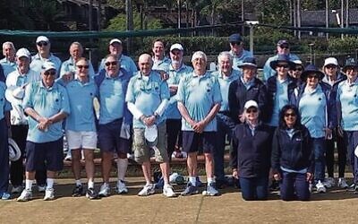 Some of the 60 players in last Sunday's Maccabi mixed triples tournament in Double Bay.