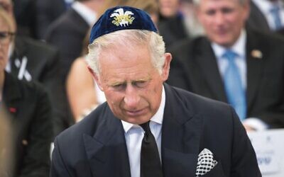 Prince Charles seen during the funeral of the late former Israeli president Shimon Peres at Mount Herzl, in Jerusalem, on September 30, 2016. Photo: Emil Salman/Pool