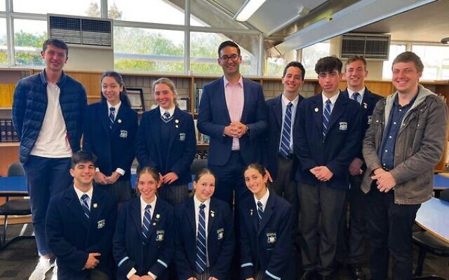 Josh Burns MP visited Moriah College to judge the annual 'Mikolot' public speaking competition. Photo: Supplied.