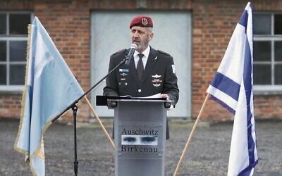 IDF chief Aviv Kohavi speaking at Auschwitz. Photo: Israel Defense Forces