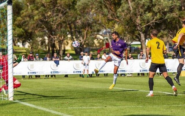Ben Azubel scoring a goal for Perth Glory versus Western Australia on September 25. Photo: Tom McCarthy