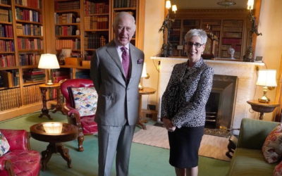 Governor of Victoria Linda Dessau with His Majesty King Charles at Balmoral Castle, Scotland. Photo: Instagram