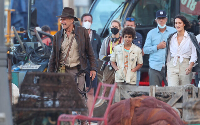 Harrison Ford and Phoebe Waller-Bridge are seen on the set of Indiana Jones in Sicily. Photo: Robino Salvatore/GC Images via Getty Images/JTA