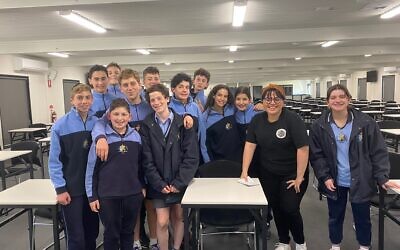 Gali Blacher with Mount Scopus College students last month.