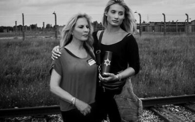 TikTok influencer Montana Tucker with her mother at the former German death camp Auschwitz-Birkenau in Poland. Photo: supplied