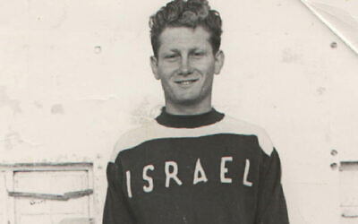 Nachum Buch, in his Israeli representative swimming years in the 1950s. He was Israel's first Olympian swimmer, competing in the 1952 Helsinki Olympic Games.