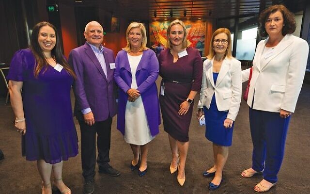 From left: Jessica Abelsohn, Daniel Goulburn, Bronnie Taylor MLC, Dr Marjorie O'Neill, Gabrielle Upton MP, Professor Tracey O'Brien, CEO and chief cancer officer of Cancer Institute NSW. Photo: Nadine Saacks