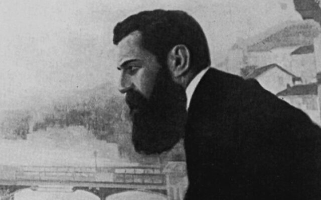 "A doer and dreamer". Theodor Herzl at the balcony of the Drei Konige Hotel, Basel, Switzerland, following the Fifth Zionist Congress.