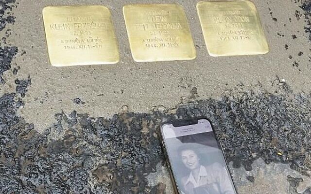 The Stolpersteine Halas dedicated in honour of his late mother and grandparents, who were murdered in Budapest.