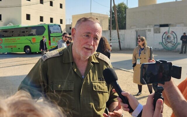 Colonel Bentzi Gruber at the model Gaza town. Photo: Gareth Narunsky