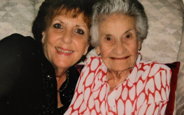 Dinah Samuels (left) and her mother, Kitty, on her 90th birthday. 
Photo: Source supplied