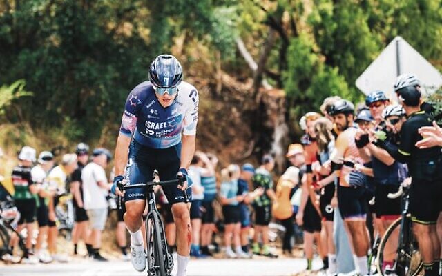 Israel Premier Tech's Sebastian Berwick in the 2023 Tour Down Under. 
Photo: Sprint Cycling/Chris Auld via IPT
