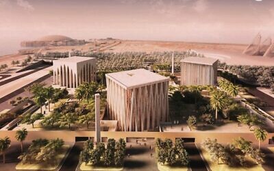 An artistic rendering of the Abrahamic Family House complex. 
Photo: Abu Dhabi Government Media Office