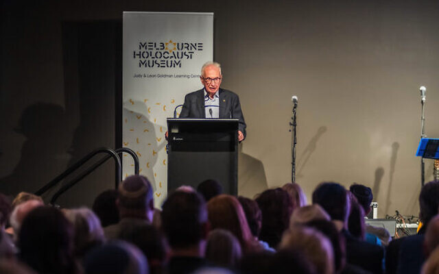 Holocaust survivor Dr Henry Ekert addresses the the Melbourne Holocaust Museum for International Holocaust Remembrance Day. Photo: Jon Moss