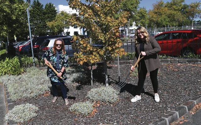 Glen Eira councillor Simone Zmood (left) with Zionism Victoria board member Lexi Kowal at the site of the proposed Peace Garden. Photo: Peter Haskin
