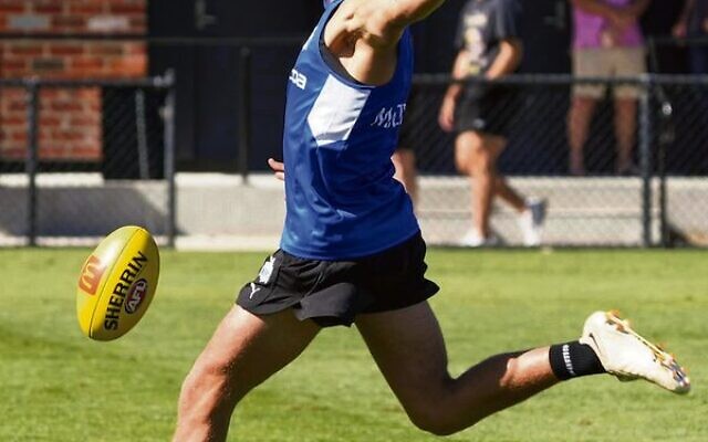 Harry Sheezel in action at a recent Kangaroos training session. 
Photo: North Melbourne Kangaroos