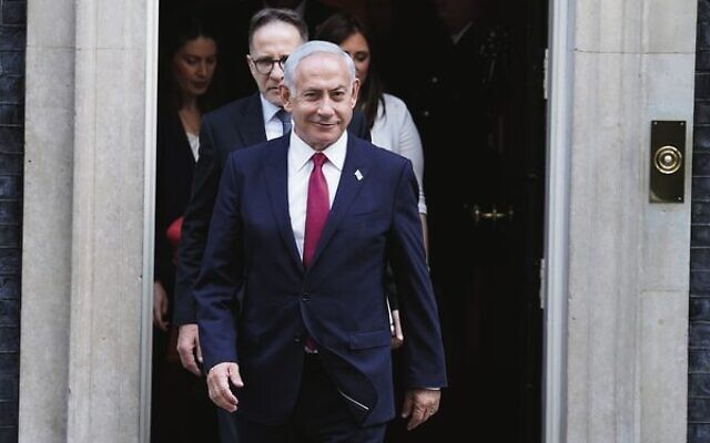 Israeli Prime Minister Benjamin Netanyahu leaves 10 Downing Street after meeting with British Prime Minister Rishi Sunak. Photo: Jewish News UK