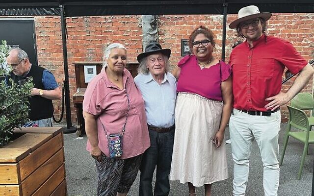 From left: Stolen Generations member Lavinia Richards, Holocaust survivor Andrew Steiner, Shania Richards, and Professor Ghil'ad Zuckermann at the conference.