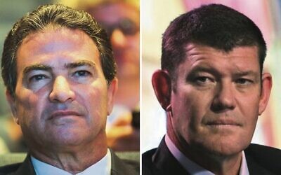 Former Mossad chief Yossi Cohen (left), James Packer (right). 
Photos: Flash90; AP Photo/Kin Cheung