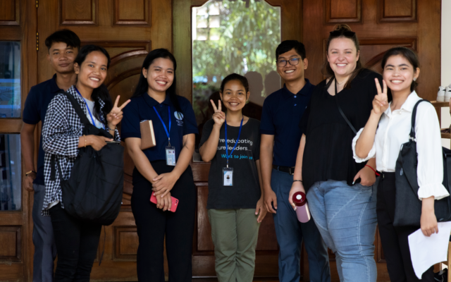 Jessica Palti with Cambodia Rural Students Trust students