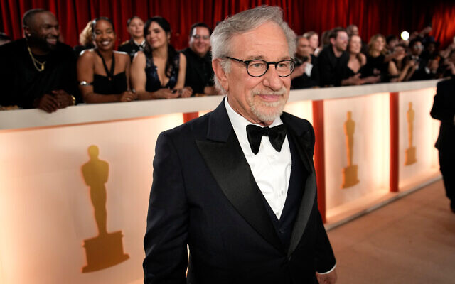 Steven Spielberg arrives at the Oscars on Sunday, March 12, 2023, at the Dolby Theatre in Los Angeles. Photo: AP Photo/John Locher via Times of Israel