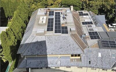 A view from above: The new solar panels installed on the roof of Wolper Jewish Hospital.