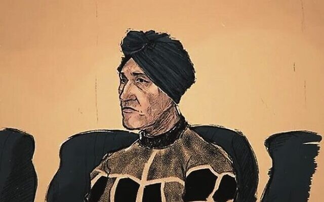 A courtroom sketch of Malka Leifer at the County Court of Victoria during the trial. Photo: Mollie McPherson/AAP Image via AP via Times of Israel