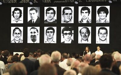 Portraits of the victims are displayed at a ceremony to mark the 50th anniversary the Munich Olympics attack, on September 5, 2022. 
Photo: Thomas Kienzle / AFP