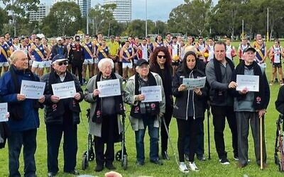 Holocaust survivors at last year's #justlikeyou pre-match ceremony.