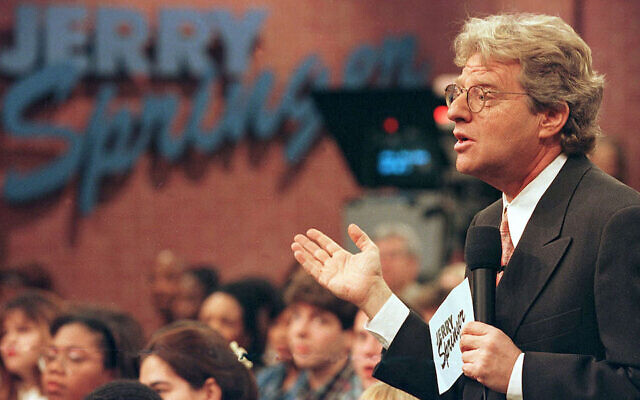 Jerry Springer appears on his eponymous syndicated talk show, Dec. 17, 1998. Photo: Getty Images