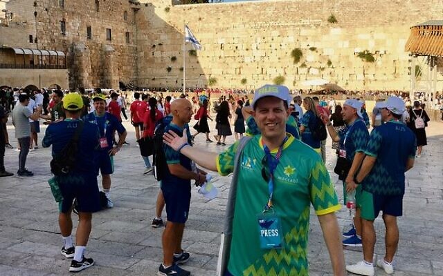 Shane at the Kotel during a Jerusalem day trip for the whole 2022 Maccabiah Australian delegation.