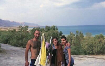Carly (right) with her cousins Daniel and Orly at the Dead Sea.