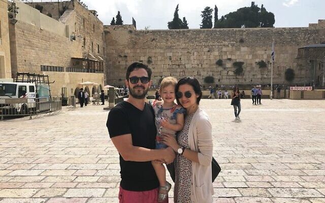 Carly with her husband Kevin and daughter Jagger in Jerusalem.