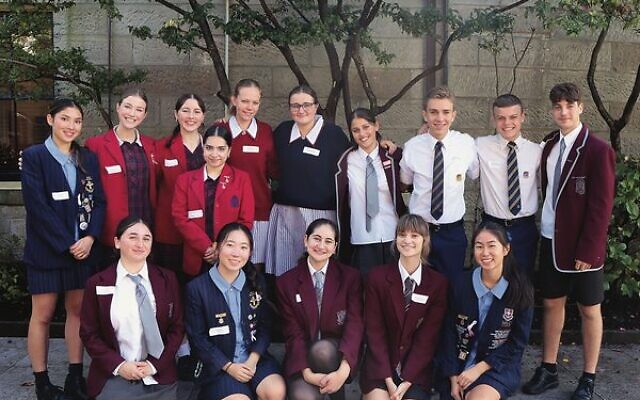 Student sustainability leaders from Emanuel School (in maroon), MLC, Ascham, Waverley College, and the McDonald College earlier this month.