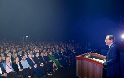 Israeli President Isaac Herzog unveils his vision. 
Photo: Amos Ben-Gershom (GPO)
