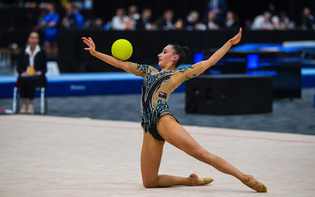 Alexandra Kiroi-Bogatyreva competing at the 2023 nationals in the ball apparatus. Photo: Alexander Bogatyrev