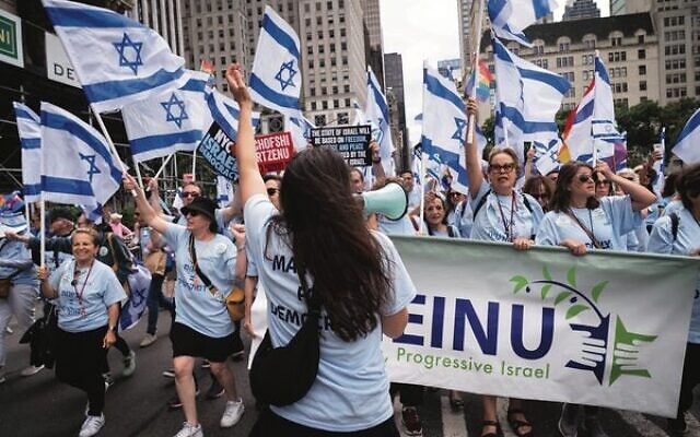 Marchers in the Celebrate Israel Parade in NYC on June 4. 
Photo: Luke Tress/Times of Israel