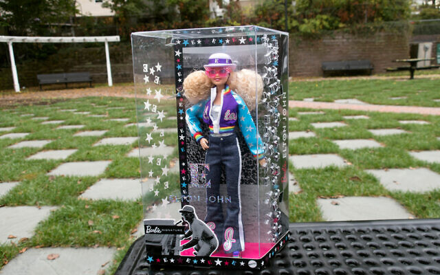 The new Elton John Barbie doll is seen in East Rutherford, New Jersey, on October 22, 2020. Photo: AP Photo/Ted Shaffrey