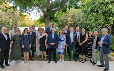 The Australian contingent at a cocktail reception hosted by the Australian ambassador to Israel, Dr Ralph King, at his private residence in Herzliya.