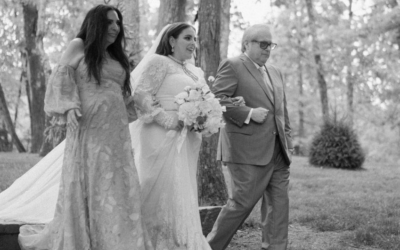 Beanie being walked down the aisle. Photo: Instagram