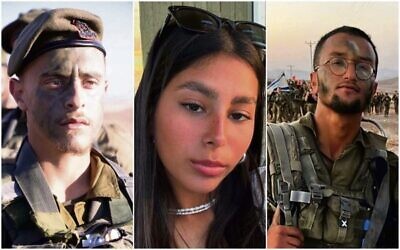 From left: Staff Sgt. Ohad Dahan, 20, Sgt. Lia Ben Nun, 19 and Staff Sgt. Ori Yitzhak Iluz, 20, combat soldiers in the IDF's Bardelas and Caracal battalions who were shot dead on the Egyptian-Israel border. Photo: Israel Defence Forces