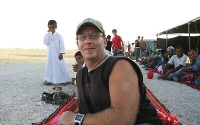 Peter Haskin enjoying Bedouin hospitality in Kuseife, near Beersheba.