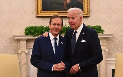 Presidents Isaac Herzog (left) and Joe Biden at the White House on October 26, 2022. Photo: GPO
