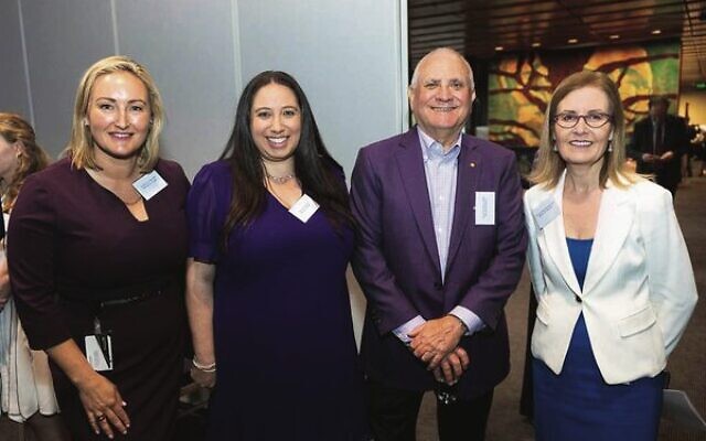 From left: Marjorie O'Neill, who lost her father to pancreatic cancer, Jessica Abelsohn, Daniel Goulburn and Gabrielle Upton at the #PurpleOurWorld Parliament House function last year, sponsored by O'Neill and Upton.
