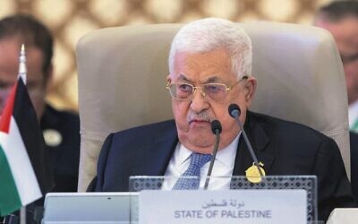 Palestinian President Mahmoud Abbas attends the Arab summit in Jeddah, Saudi Arabia, May 19, 2023. Photo: Saudi Press Agency via AP
