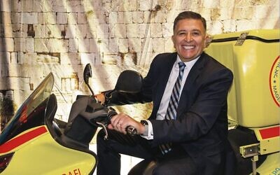 Host Vince Sorrenti tries out an MDA medicycle. Photo: Supplied