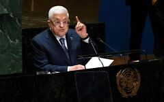 Palestinian Authority President Mahmoud Abbas addresses the 78th session of the United Nations General Assembly, September 21, 2023. Photo: AP Photo/Craig Ruttle