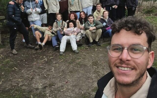 Michael Manhaim (front) at a Hatzofim Australia scout leaders' bush camp earlier this year.