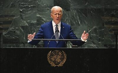 US President Joe Biden addresses the 78th UN General Assembly at UN headquarters in New York City. Photo: Timothy Clary/AFP