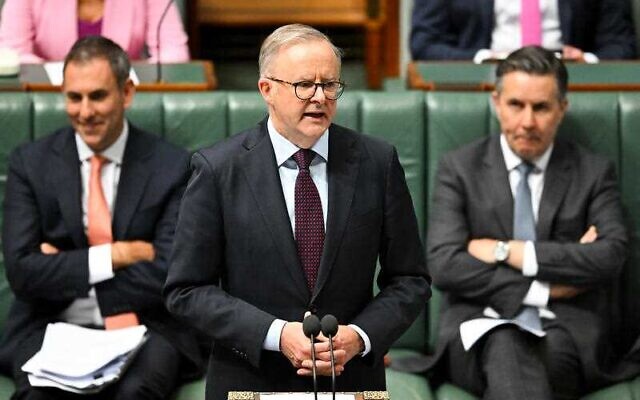 PM Anthony Albanese addresses Federal Parliament yesterday. Photo: Lukas Coch/AAP Photos.